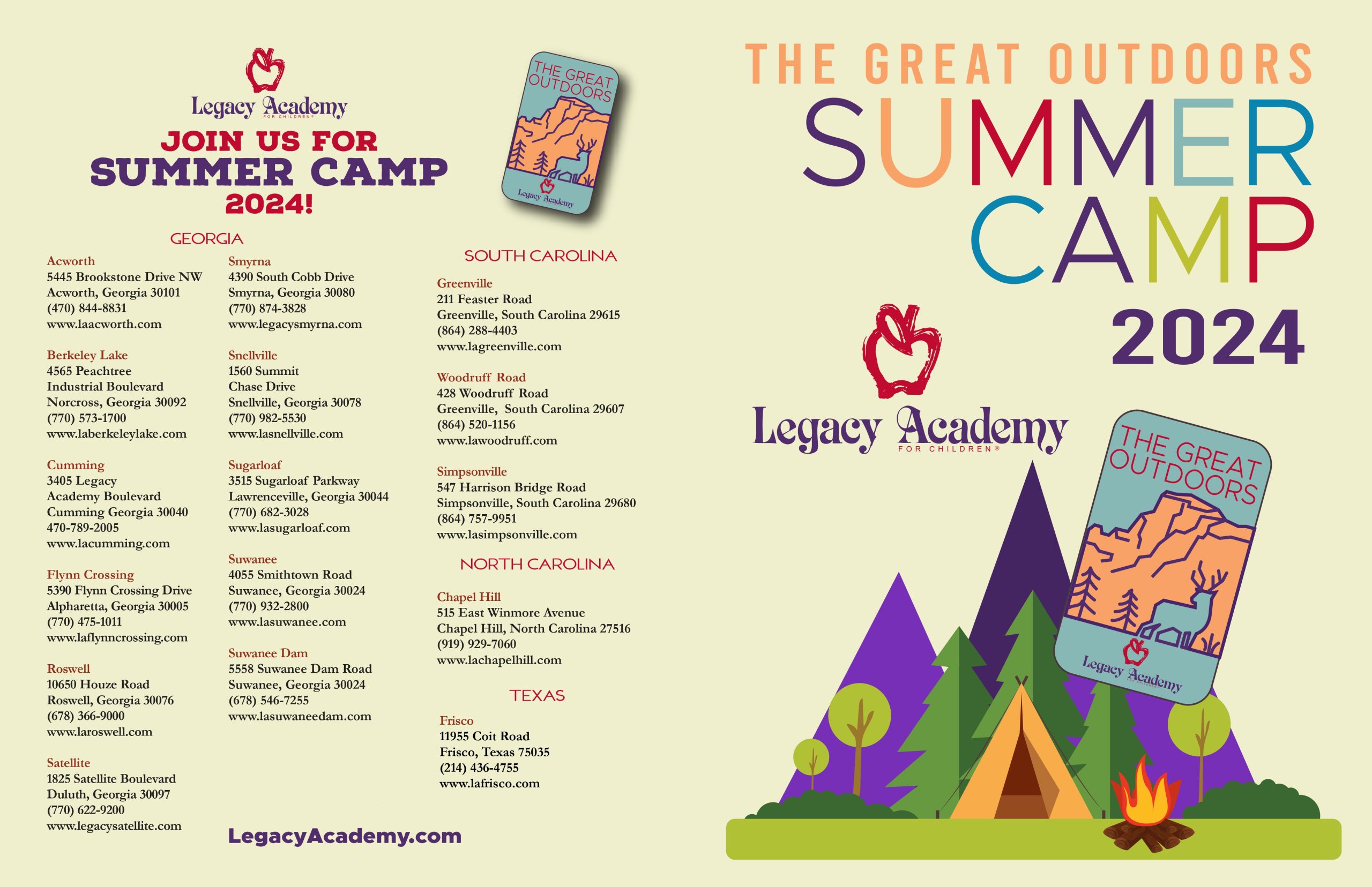 Summer Camp Flier WIlderness page